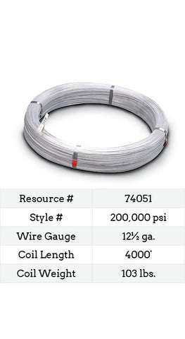 High Tensile Smooth Wire 12½ Gauge 200,000 PSI - 4000-ft.