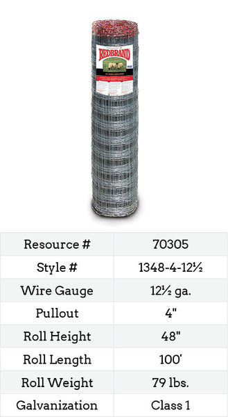 Red Brand Square Deal® Sheep & Goat Fence 100-ft. Class 1 #1348-4-12½ Fence Roll Image