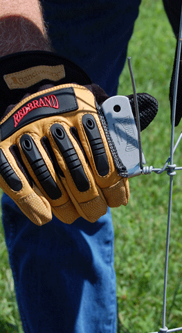 Fence Wrapping Tool fencing tool in use