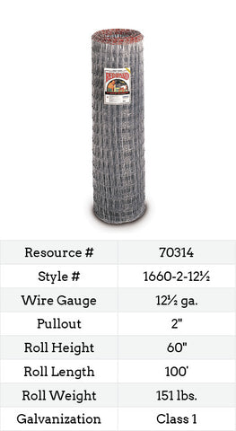 Red Brand Square Deal® Non-Climb Horse Fence 100-ft. Class 1 #1660-2-12½ Fence Roll Image