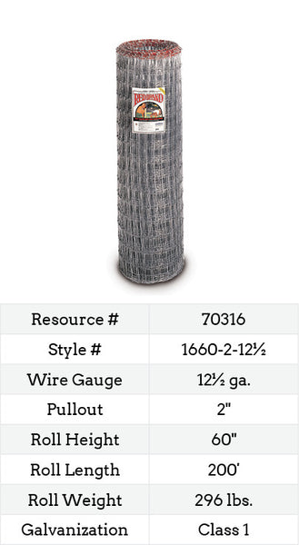 Red Brand Square Deal® Non-Climb Horse Fence 200-ft. Class 1 #1660-2-12½ Fence Roll Image