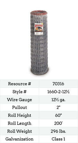 Red Brand Square Deal® Non-Climb Horse Fence 200-ft. Class 1 #1660-2-12½ Fence Roll Image