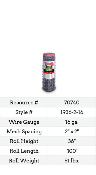 Red Brand Yard, Garden & Kennel 100-ft. #1936-2-16 fence roll image